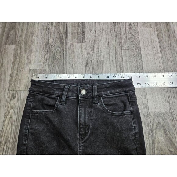 (3/$35) American Eagle Size 2 Regular Skinny High Rise Black Grey Jeans Jeggings - Picture 8 of 12